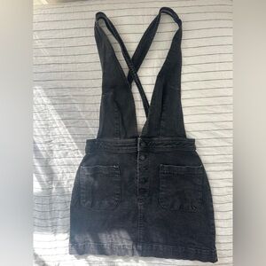 Black Denim Overall Pinafore Dress